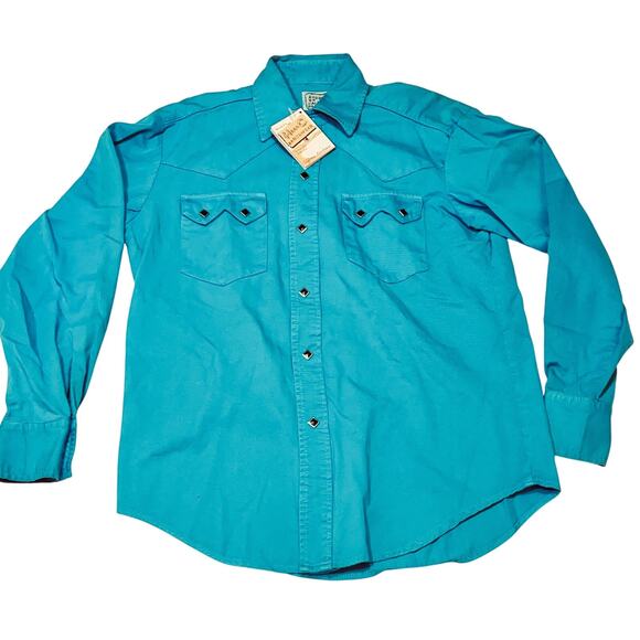 Na Other - H Bar C California Ranchwear Western Shirt Men Medium Blue Pearl Snap Vintage